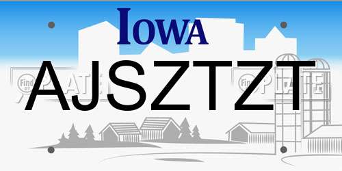 AJSZTZT Iowa License Plate