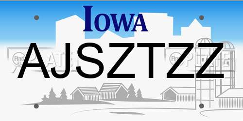 AJSZTZZ Iowa License Plate