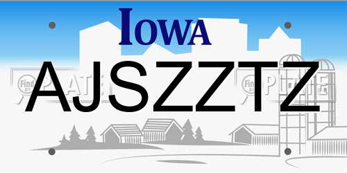 AJSZZTZ Iowa License Plate