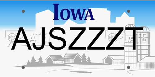 AJSZZZT Iowa License Plate