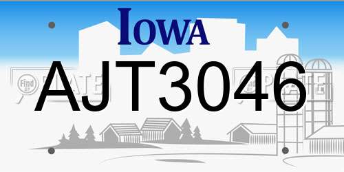 AJT3046 Iowa License Plate