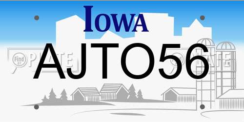 AJTO56 Iowa License Plate