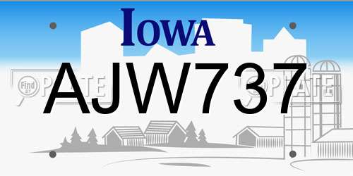 AJW737 Iowa License Plate