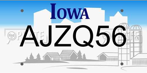 AJZQ56 Iowa License Plate