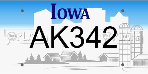AK342 Iowa License Plate