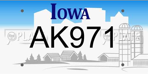 AK971 Iowa License Plate