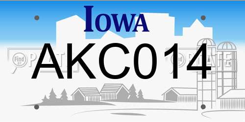 AKC014 Iowa License Plate
