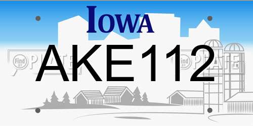 AKE112 Iowa License Plate