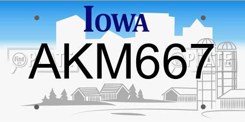 AKM667 Iowa License Plate