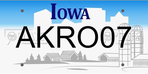 AKRO07 Iowa License Plate