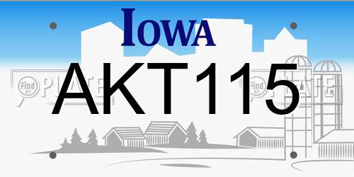 AKT115 Iowa License Plate