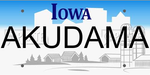 AKUDAMA Iowa License Plate