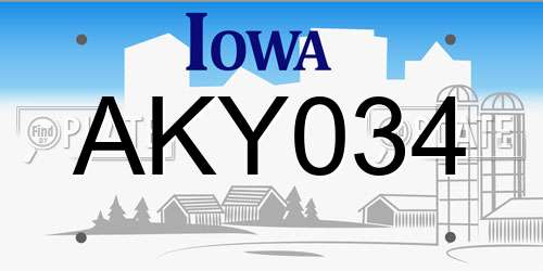 AKY034 Iowa License Plate