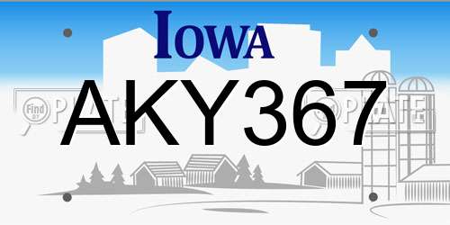 AKY367 Iowa License Plate
