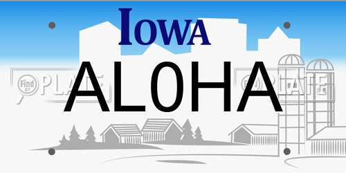 AL0HA Iowa License Plate