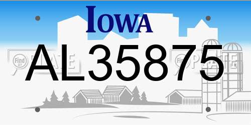 AL35875 Iowa License Plate