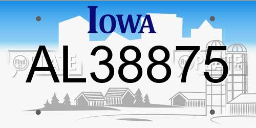 AL38875 Iowa License Plate