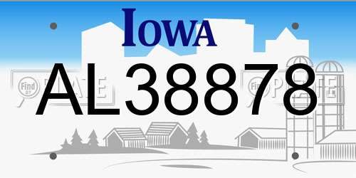 AL38878 Iowa License Plate