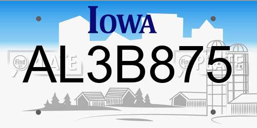 AL3B875 Iowa License Plate