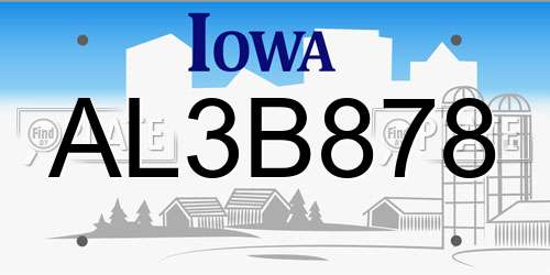 AL3B878 Iowa License Plate