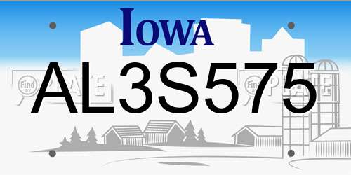 AL3S575 Iowa License Plate