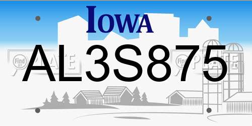 AL3S875 Iowa License Plate