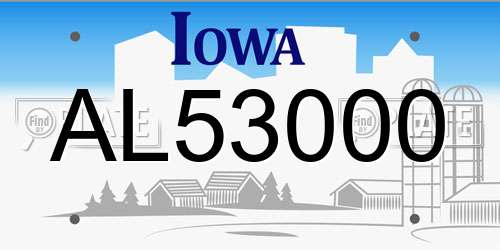 AL53000 Iowa License Plate