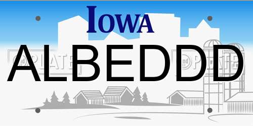 ALBEDDD Iowa License Plate