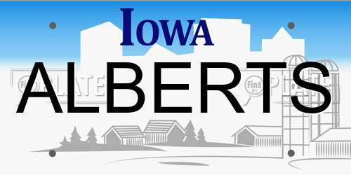 ALBERTS Iowa License Plate