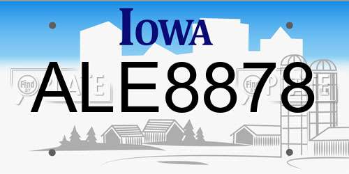 ALE8878 Iowa License Plate