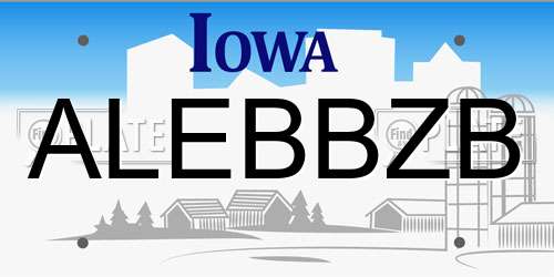 ALEBBZB Iowa License Plate