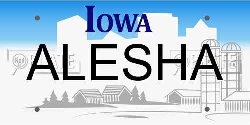 ALESHA Iowa License Plate