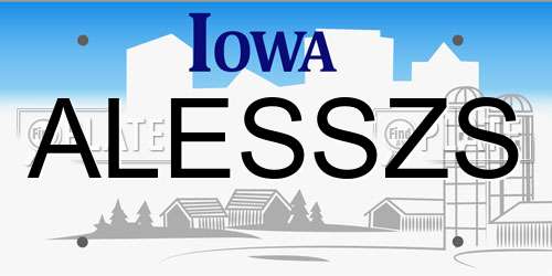 ALESSZS Iowa License Plate