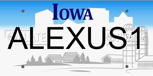 ALEXUS1 Iowa License Plate