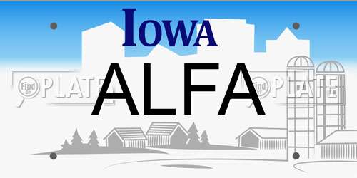 ALFA Iowa License Plate