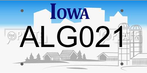 ALG021 Iowa License Plate