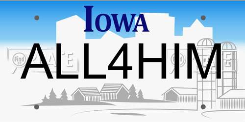 ALL4HIM Iowa License Plate