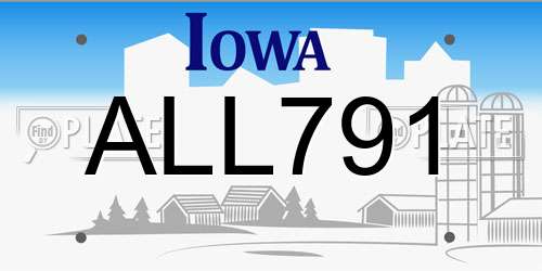 ALL791 Iowa License Plate