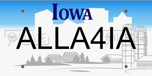 ALLA4IA Iowa License Plate