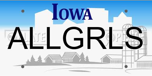 ALLGRLS Iowa License Plate