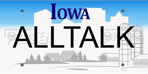 ALLTALK Iowa License Plate
