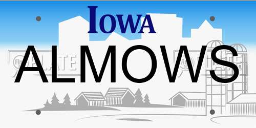 ALMOWS Iowa License Plate