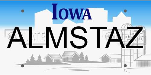 ALMSTAZ Iowa License Plate