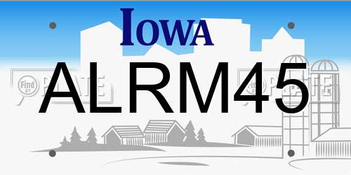 ALRM45 Iowa License Plate