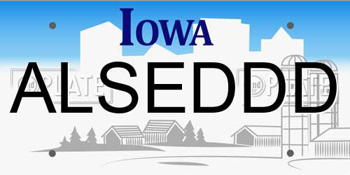 ALSEDDD Iowa License Plate