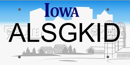 ALSGKID Iowa License Plate