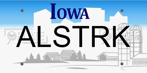 ALSTRK Iowa License Plate
