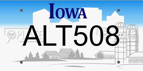ALT508 Iowa License Plate