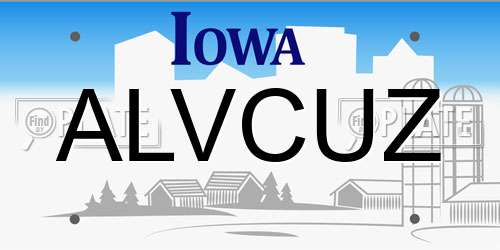 ALVCUZ Iowa License Plate
