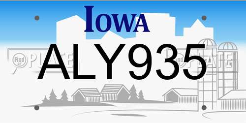 ALY935 Iowa License Plate